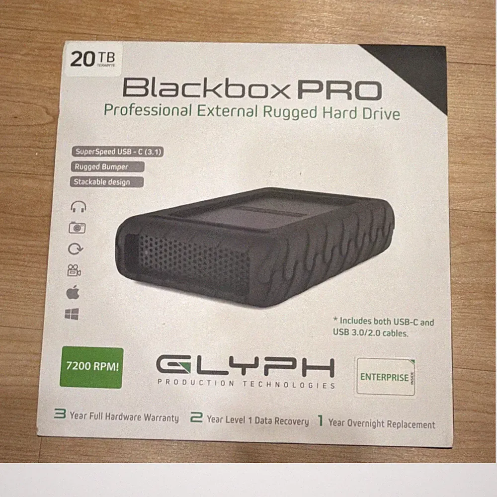 Glyph BlackboxPRO 20TB Rugged Desktop External HDD USB-C 7200RPM Black
